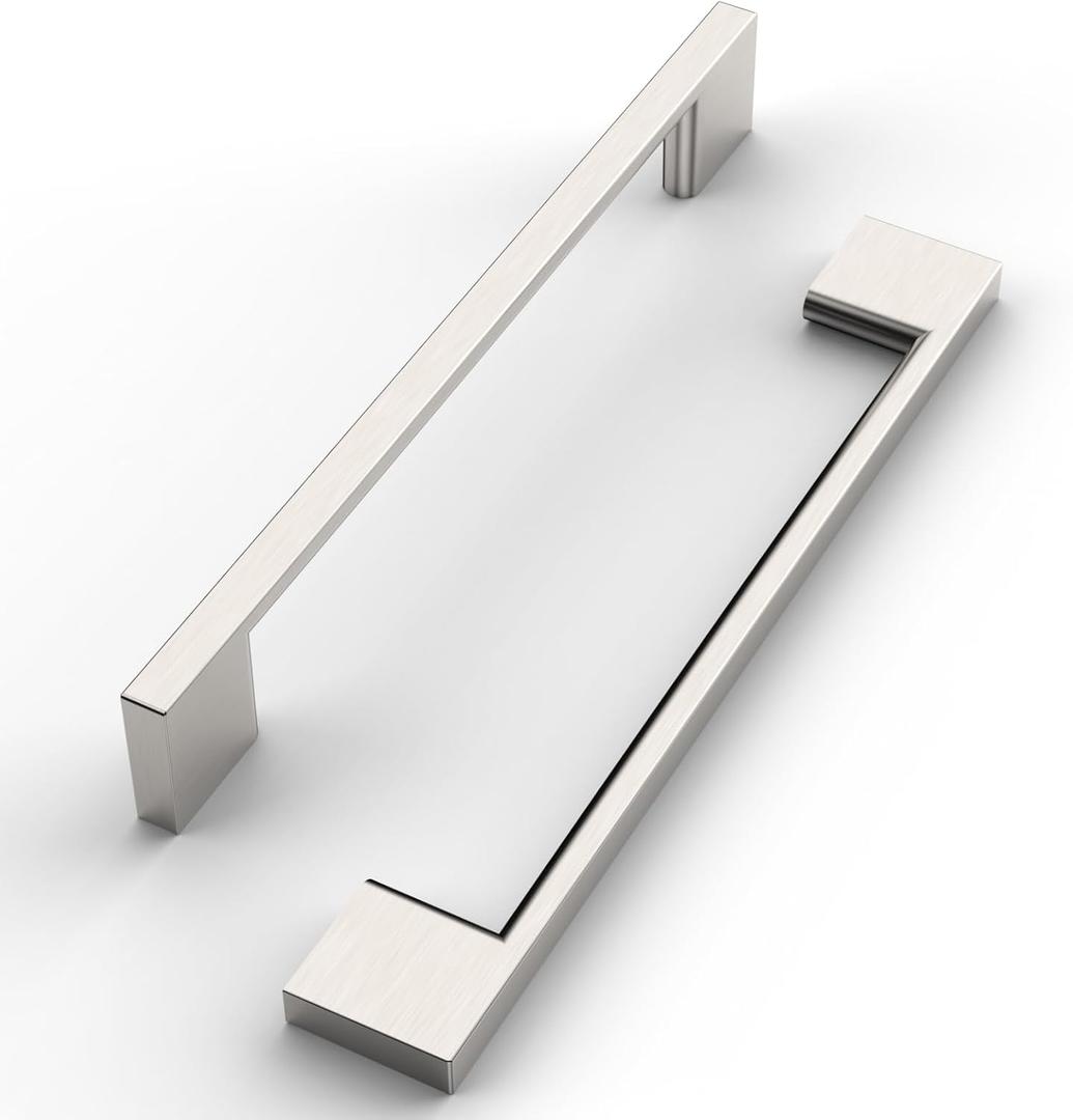 FILTA 10 Pack 6.3 Inch(160mm) Hole Centers Brushed Nickel Cabinet Pulls,Stylish Satin Nickel Cabinet Pulls Zinc Alloy Cabinet Hardware for Cabinets Cupboard Handles Drawer Pulls