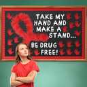 4 x Red Ribbon Week Bulletin Board Supplies Red Hand Drug Free Drugs Bulletin Board Decoration Drugs are a Trick Not a Treat Red Ribbon Week Banner Awareness for School Classroom Charity Event