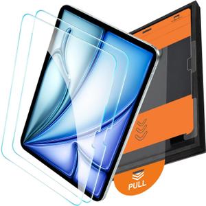 OMOTON Screen Protector for iPad Air 11 Inch M3/M2 (2025/2024, 7th/6th Generation), TOP 9H+ Tempered Glass with Easy Installation Tray, Case & Apple Pencil Compatible, Bubble-Free & Scratch-Resistant