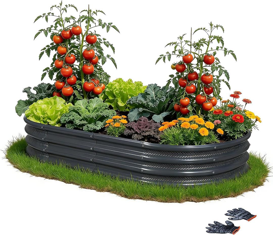 Gartist 8x4x1 ft Large Gray Raised Garden Bed Planter, Easy Assembly Metal Garden Bed Outdoor for Vegetables, Flowers & Herbs