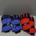 SATINIOR 2 Pairs Kids Waterproof Winter Snow Gloves Ski Gloves for Boy Girl Outdoor Warm Thickening Snowboar (8-12 Years, Red, Blue)