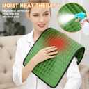 Deepsoon Heating Pad,Electric Heating Pads for Back,Neck,Moist Heating Pad for Abdomen Shoulder Knee Legs,Dry/Moist Heat&Auto Shut Off,Mother's Day Birthday for Men and Women,Green Black,24x12 Inch