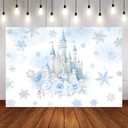 7x5ft Winter Ice Castle Backdrop Frozen Snowflakes Wonderland Princess Birthday Background Snowflake Fairytale Watercolor Flowers Party Decorations for Girls