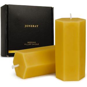 Natural Beeswax Pillar Candles 2x4Inch,Smokeless Dripless Pure Beeswax Candle,Unscented Candle for Wedding, Dinner, Church(Pack of 2)