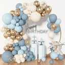 Archloon 156pcs Dusty Blue Balloon Garland Arch Kit, Different Sizes 18 12 10 5 inch Blue White Sand Latex Metallic Confetti Gold Balloons for Boys Birthday Boho Baby Shower Party Decoration Supplies