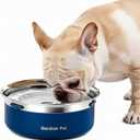 Gardner Pet Slow Water Bowl for Dogs  No Spill, Anti-Splash Floating Plate Design, Slows Drinking to Reduce Mess, Keeps Water Clean & Floors Dry, 2L (Blue)