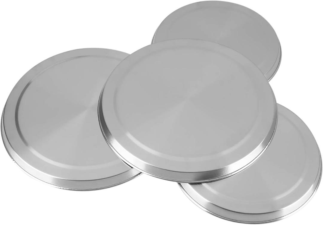 Set of 4 Stainless Steel Stove Burner Covers - 2x 8.3" & 2x 6.7" Round Gas/Electric Range Top Covers for Extra Counter Space, Heat Resistant & Decorative Kitchen Organizer (Family Silver Finish)