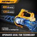 HEINPRO Cordless Leaf Blower Compatible with Dewalt 20V Max Battery 400CFM Electric Leaf Blower Cordless, Variable Speed, Turbo Mode, Leaf Blowers Battery Powered for Lawn Care, Yard(Tool Only)