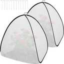 DECOHS 2 Pcs White Pop Up Plant Shade Cover Tent, 30 x 28 x 28 Inch Garden Sunshade Cloth Sun Protection Tent, 60% Sunblock Plant Cover Net with Stakes for Outdoor Plants Flower Potted
