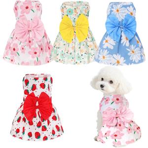 choyaxo 4pcs Cute Dog Dress Pet Dress Puppy Skirt Summer Pet Clothes for Puppy Small Cats M
