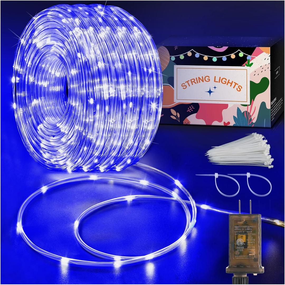 KNONEW 164FT 1000LED Rope Lights Outdoor Indoor,String Lights Waterproof 8 Modes Clear Tube Lights for Outside,Bedroom,Wedding,Garden,Patio,Christmas,Tree,Rv,Holiday Decoration(Blue) (164FT 1000LED, Blue)