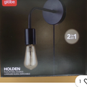 Globe Electric Holden 1-Light Matte Black Plug-In or Hardwire Wall Sconce