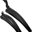 BlueSunshine Adjustable Road Mountain Bike Bicycle Cycling Tire Front/Rear Mud Guards Mudguard Fenders Set (All Black)