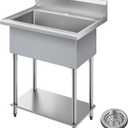 KRAUS Standart Pro 32 Inch 18-Gauge Stainless Steel Scullery Sink, 24 Gallon Freestanding Commercial Style Single Bowl Laundry & Utility Sink, KHS230-32