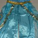 Girls Jasmine Arabian Princess Jasmine Cosplay Costume with Wig - Halloween Party Dress Up for Kids (130(5-6T)),