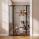 55" Extra Tall Cat Gate 31.5"-42.5" Wide Pet Gate Indoor Black