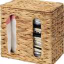 StorageWorks Garbage Bag Dispenser with Lid, Wall Mount Water Hyacinth Plastic Bag Holder for Kitchen, Cabinet, Countertop, 2 Slots