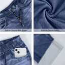 EUYZOU Womens Wide Leg Trendy Jeans Terry Look Like Denim High Waisted Baggy Loose Pants with Pocket (Blue)