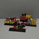 TONIFUL Mouse 1st Birthday Party Supplies 1st Table Centerpieces - Red Mouse Theme Design and Sturdy Wooden for One Year Old Birthday Party Favors 1st Birthday Party Decorations (4 Pcs)