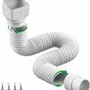 1 Pack White-Rain Gutter Downspout Extensions, Gutter Extender for Rainwater Drainage Flexible, Down Spout Drain Extension Pipe, Extendable from 21 to 62 Inches (Fit 3"x 4" downspouts)