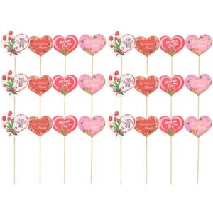 LUOZZY 48 Pcs Happy Mother's Day Cake Topper Creative Heart Cupcake Dessert Picks Mother's Day Cake Cupcake Decorations Party Supplies