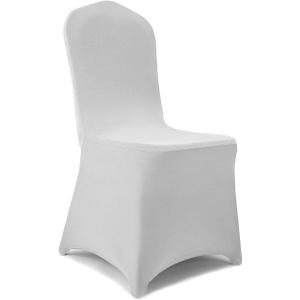Peomeise Stretch Spandex Chair Cover for Wedding Party Dining Banquet Event (Silver, 12pcs)