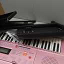 Eastar Electronic Keyboard Piano Kit 61 Key for Beginner Children, Digital E Piano with Stand, Bench, Music Stand and Microphone, Pink, Musical Instruments Gift for Kids