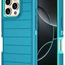 Casenplaza for iPhone 16 Pro Max Case Heavy Duty Shockproof Dropproof 3Layer Full Body Protection Military Grade Rugged Tough NonSlip Cover Case for Apple iPhone 16 Pro Max 6.9",Turquoise