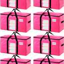 TAILI 8 Pack Pink Extra Large Moving Bags, Heavy Duty Totes with Visible Window, Wrap Around Handles, Space-Saving Storage, Alternative to Moving Boxes