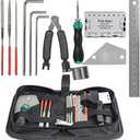 TIMESETL Guitar Repairing Maintenance Tool Kit Includes Fret Rocker Leveling Tool String Organizer String Action Ruler Gauge Measuring Tool Hex Wrench Set Files for Guitar Ukulele Bass Mandolin Banjo