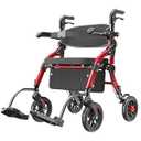 SUCCU Rollator Walkers for Seniors with Seat, 2-in-1 Walker Wheelchair Combo, Foldable Rolling Walker with Seat, Wheelchairs for Adults – 400 lbs Capacity, Adjustable Height