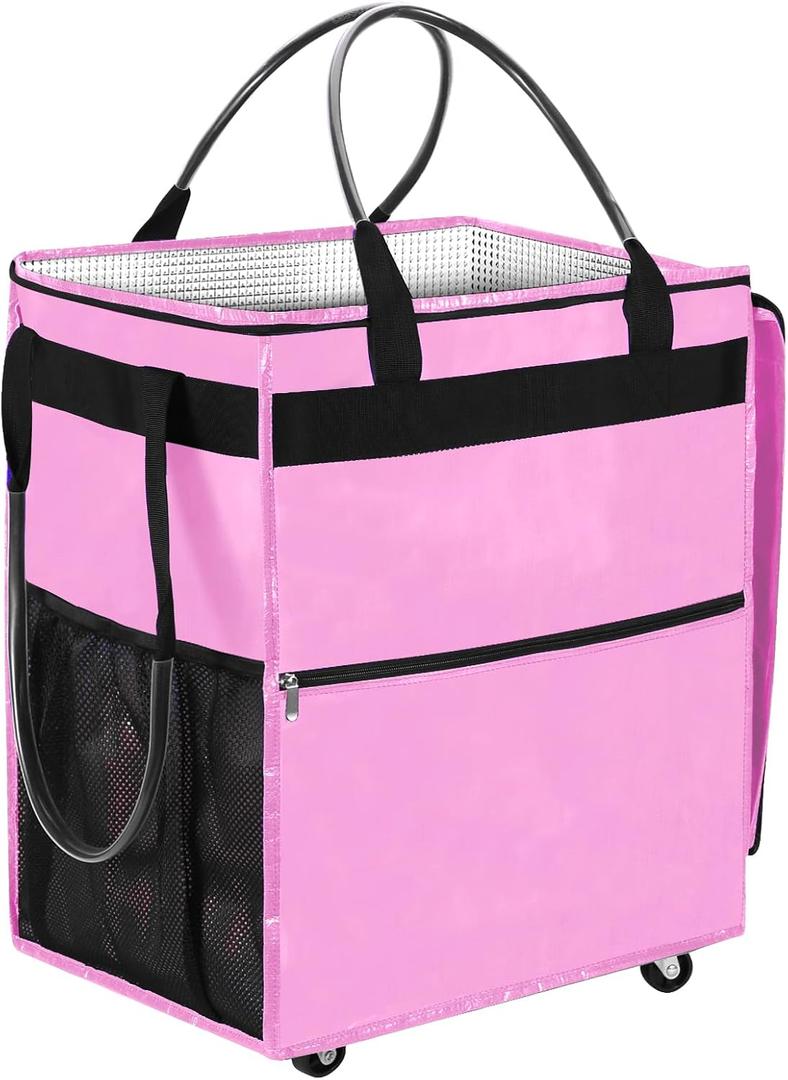 Reusable Grocery Bag on 5 Wheels - 84L Foldable Rolling Tote Bag Shopping Cart with Handles, Carries Up to 90 LBS