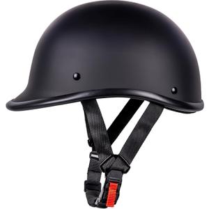 Yesmotor Motorcycle Helmet Half Shell Hawk Style Helmets Compact Lightweight Open Face for Motorcycle Street Bike Cruiser Moped - DOT Approved (Matte Black,L)