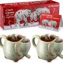 Meonum 2 Pcs Elephant Mugs, 15 oz Elephant Ceramic Coffee Cups, Gift for Women Include Animal Shaped Tea Cups, Greeting Card and Custom Gift Box for Birthday Holiday Housewarming Christmas