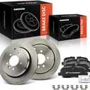 A-Premium 12.8 In (325mm) Rear Vented Brake Rotors and Ceramic Pads Kit