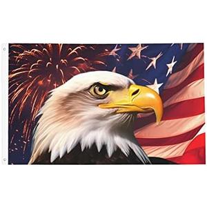 US Flag Eagle 3x5 Foot Yard House Flags Double Sided, Flag Season Greeting Banner with Grommets Indoor Outdoor Party Home Decorations