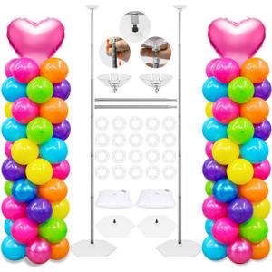 Toosci Upgraded Balloon Column Stand Kit, 7 Feet Height Adjustable Balloon Tower Pillar with Reusable Metal Telescopic Design for Graduation, Wedding, Baby Shower, Birthday Party Decoration