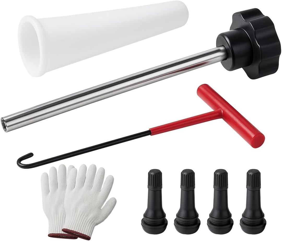 Car Tire Valve Quick Change Tool Kit, 7PCS Tyre Valve Stem Core Replacement Set Includes 4PCS TR413 Valve Stems, Replacing Leaky Valves Stem Installation Tool, Universal Fit