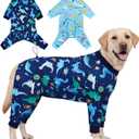 XPUDAC 2 Pack Dog Surgery Recovery Suit, Dog Onesie for Surgery Male Female with Adjustable Drawstring, Long Sleeve Surgical Pet Cone Alternatives for Prevent Licking Wounds Anti Shedding, 7XL