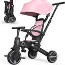 Tricycle Stroller for Toddler,Foldable Baby Tricycle,Kids Balance Bike with Push Handle,Toddlers Stroller Bike with 1 to 5 Years,7-in-1 Push Tricycle Bike for Kids (Pink)