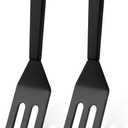 2 PackKunovo Small Spatula for Nonstick Cookware Mini Spatulas for kitchen Use,Heat-Resistant Silicone Thin Spatula Cooking Baking (Black-2)