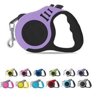 Retractable Dog Leash Automatic Telescopic Tractor Dog Tape, Pet Tape 10/16 FT Durable and Convenient, with Non-Slip Handle, Suitable for Small and Medium-Sized Dogs (Black Purple Set)
