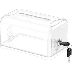 Uniclife Acrylic Donation Box for Fundraising, Clear Suggestion Box with Slot and Lock, Desktop Ballot Boxes Tip Jar, Plastic Storage Container for Voting Comment Collection, 7.3" x 4.5" x 3.9" (1 Pack, Transparent)