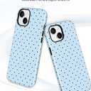Jusy Compatible with MagSafe Polka Dot Case for iPhone 13/14, Cute Aesthetic Polka Dots Magnetic Phone Case, Soft TPU and Hard PC Protective Phone Cover for Women Girls (Shiny) - Light Blue