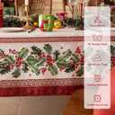 Softalker Christmas Jacquard Rectangle Tablecloth, Winter Vintage Holly Waterproof Table Cloth, Xmas Farmhouse Fabric Table Cover for Holiday, Dining, Party Decor, DHHolly 60 x 120 Inch