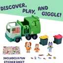 Bluey Garbage Truck Playset, Bingo & Bin Man Figures, Garbage Truck Toys for Boys Age 4-7 w/ Characters, Interactive Lever Action