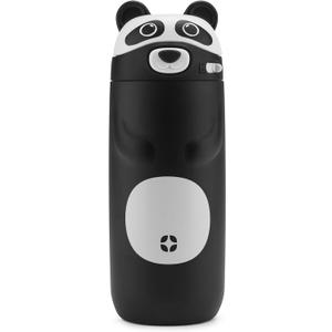 Ello Ellies 12oz Vacuum Insulated Stainless Steel Kids Water Bottle with Straw and Built-in Carrying Handle and Leak-Proof Locking Lid for School Backpack, Lunchbox and Outdoor Sports, Panda