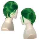 Short Spiky Green Wig for Men Straight Green Wigs Men for Anime Synthetic Hair for St. Partrick's Day Halloween Costume Party Cosplay with Wig Cap