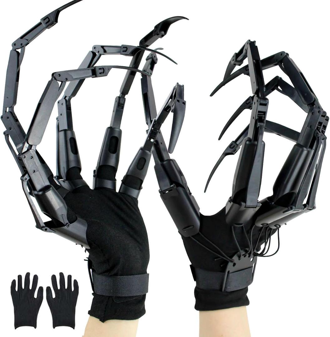 Articulated Fingers With Fingernail, Halloween Frights, Extensions With Gloves, Halloween Costume Prop, Creepy Cosplay Claw Hands