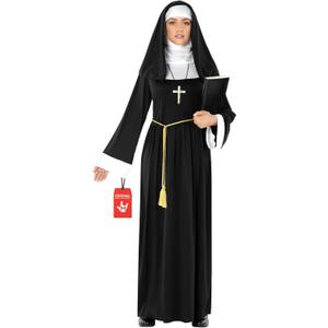 Morph Nun Outfit Women, Plus Size Nun Costume For Women, Religious Costumes For Adults, Women's Halloween Costumes (Large)